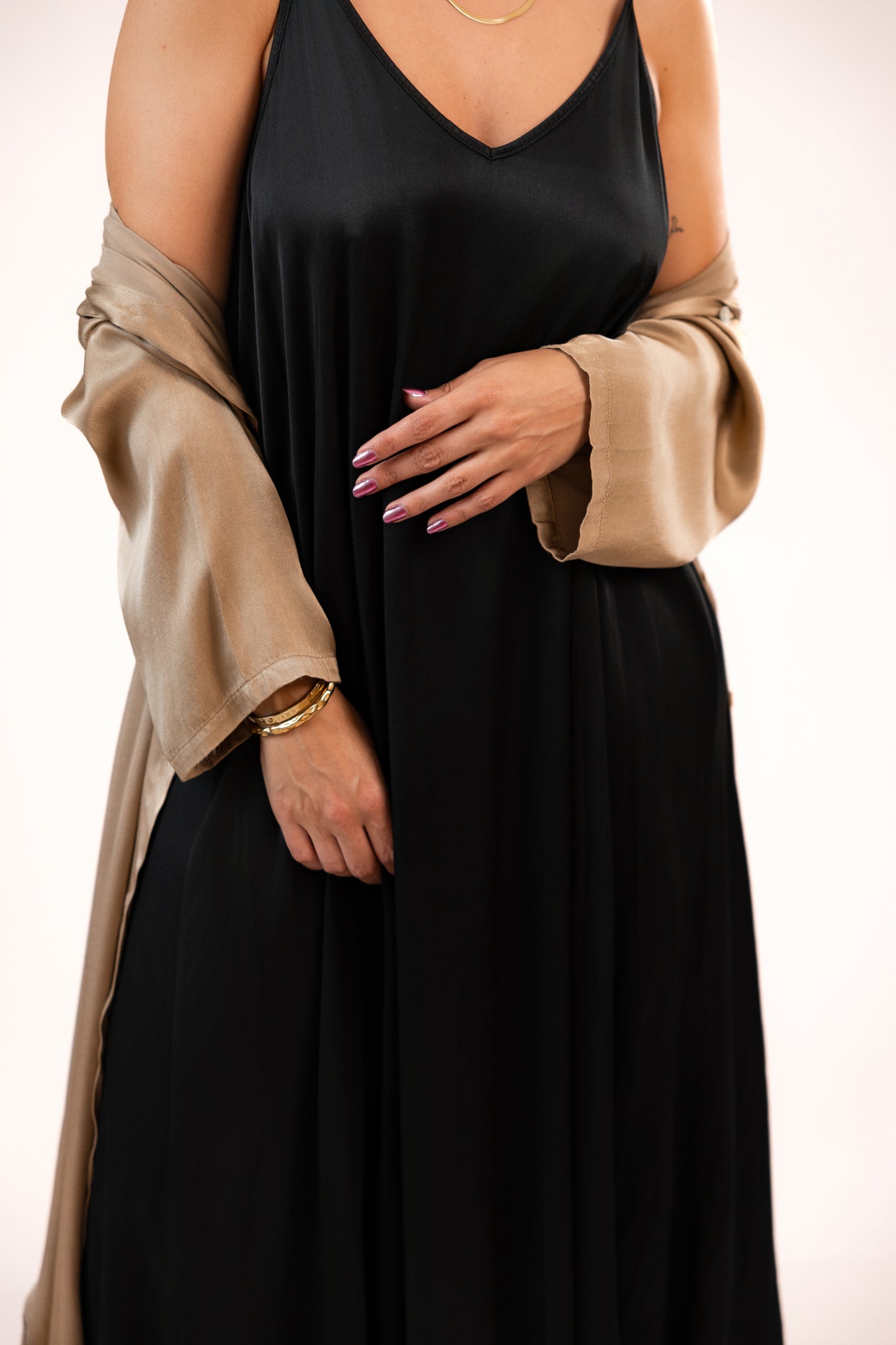 Vestido Acetinado Alças