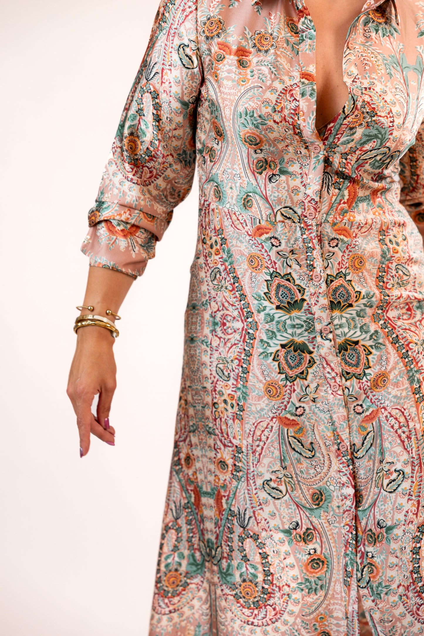 Vestido Acetinado com Padrão