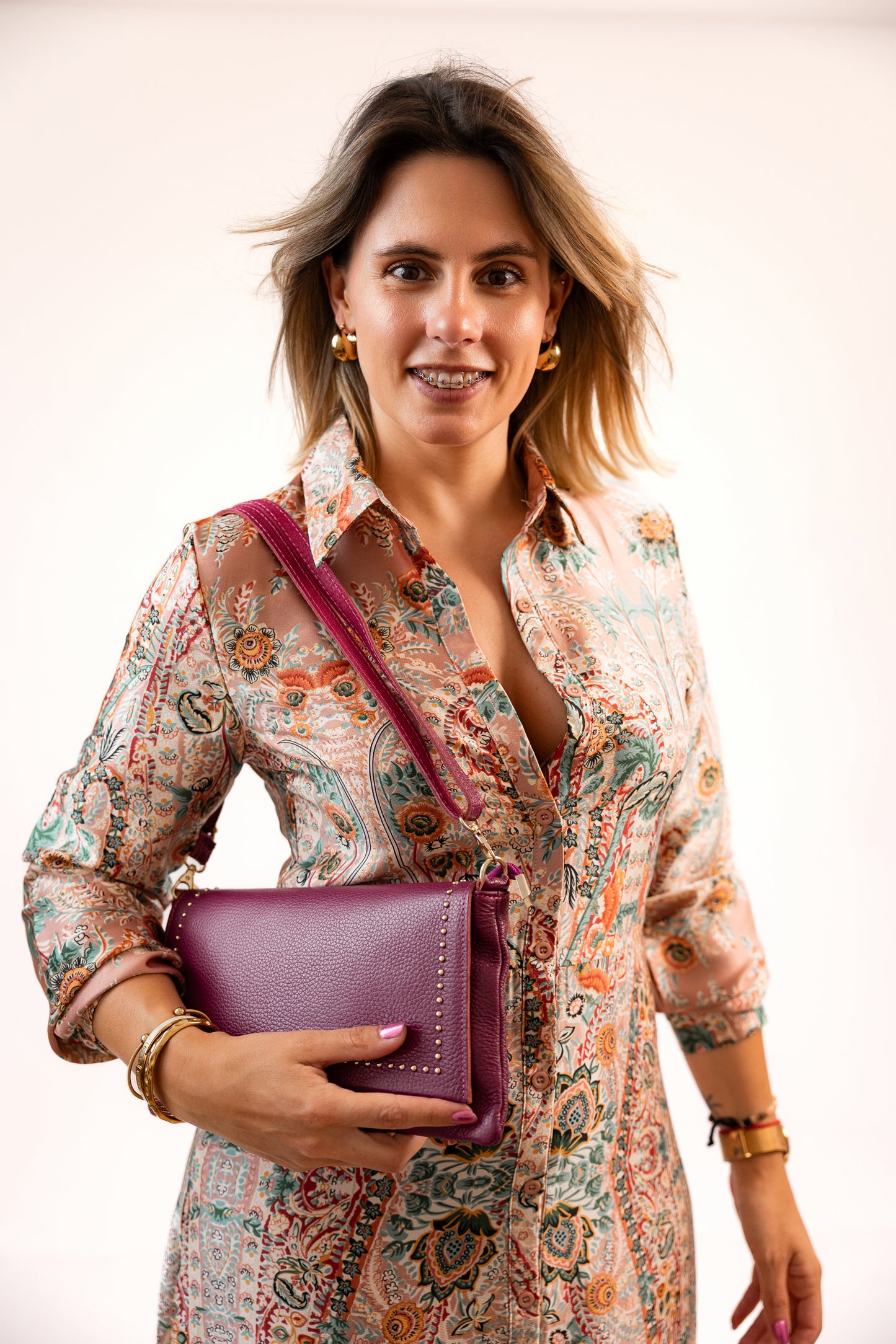 Vestido Acetinado com Padrão