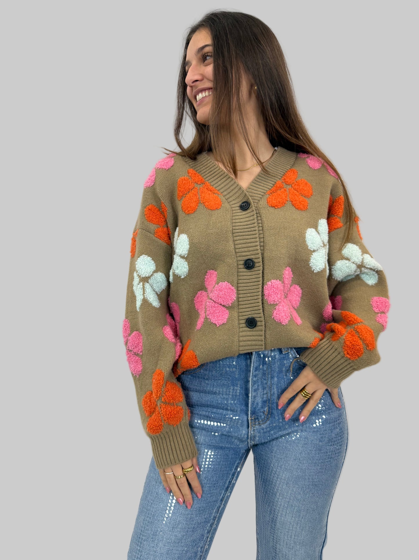 Casaco de malha estampado