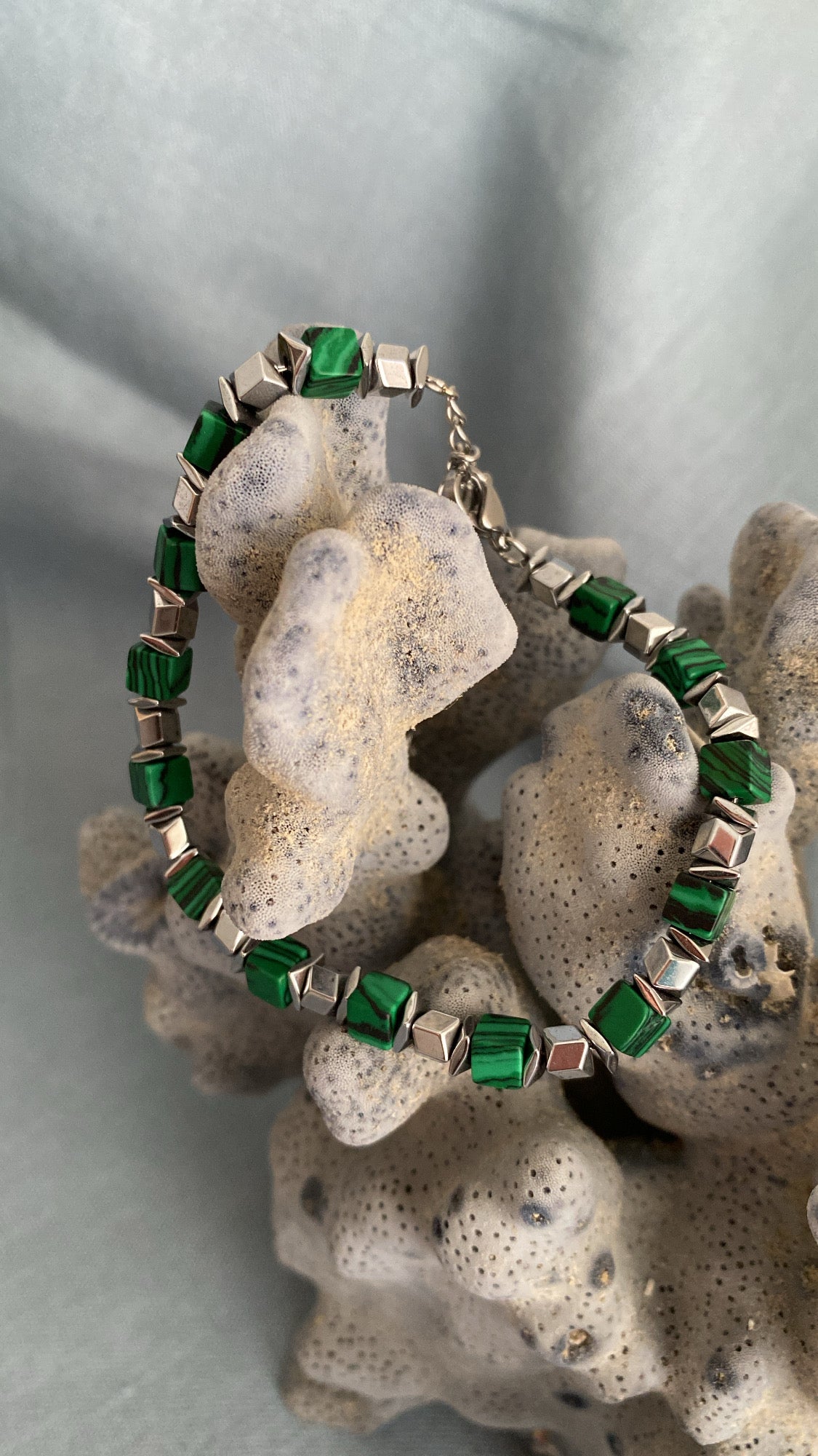 Pulseira Malaquita Aço inoxidável