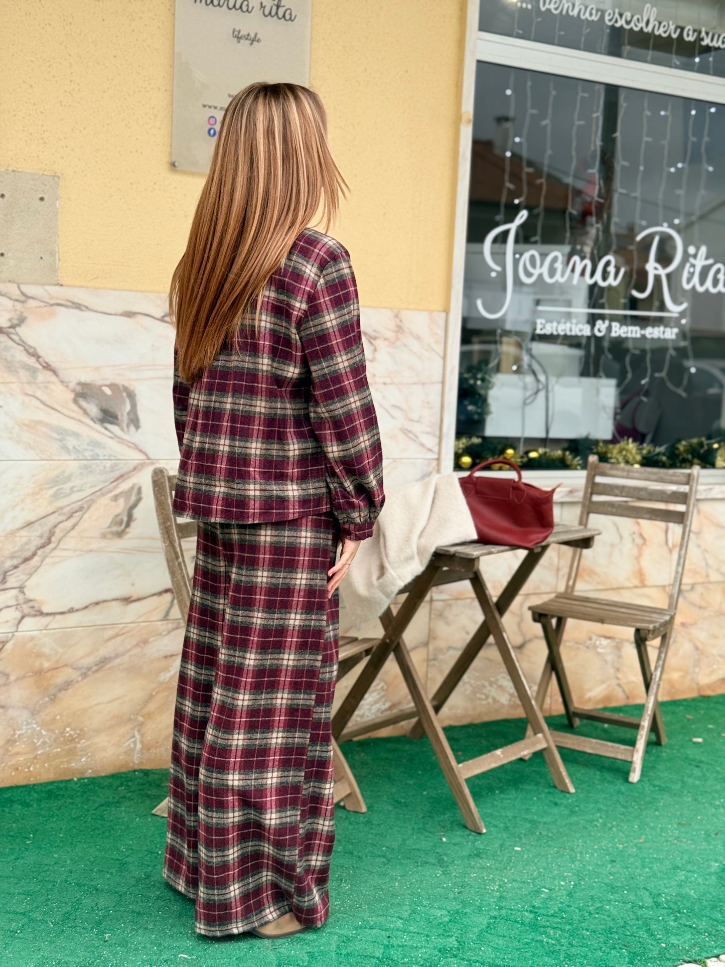 Calças xadrez de flanela