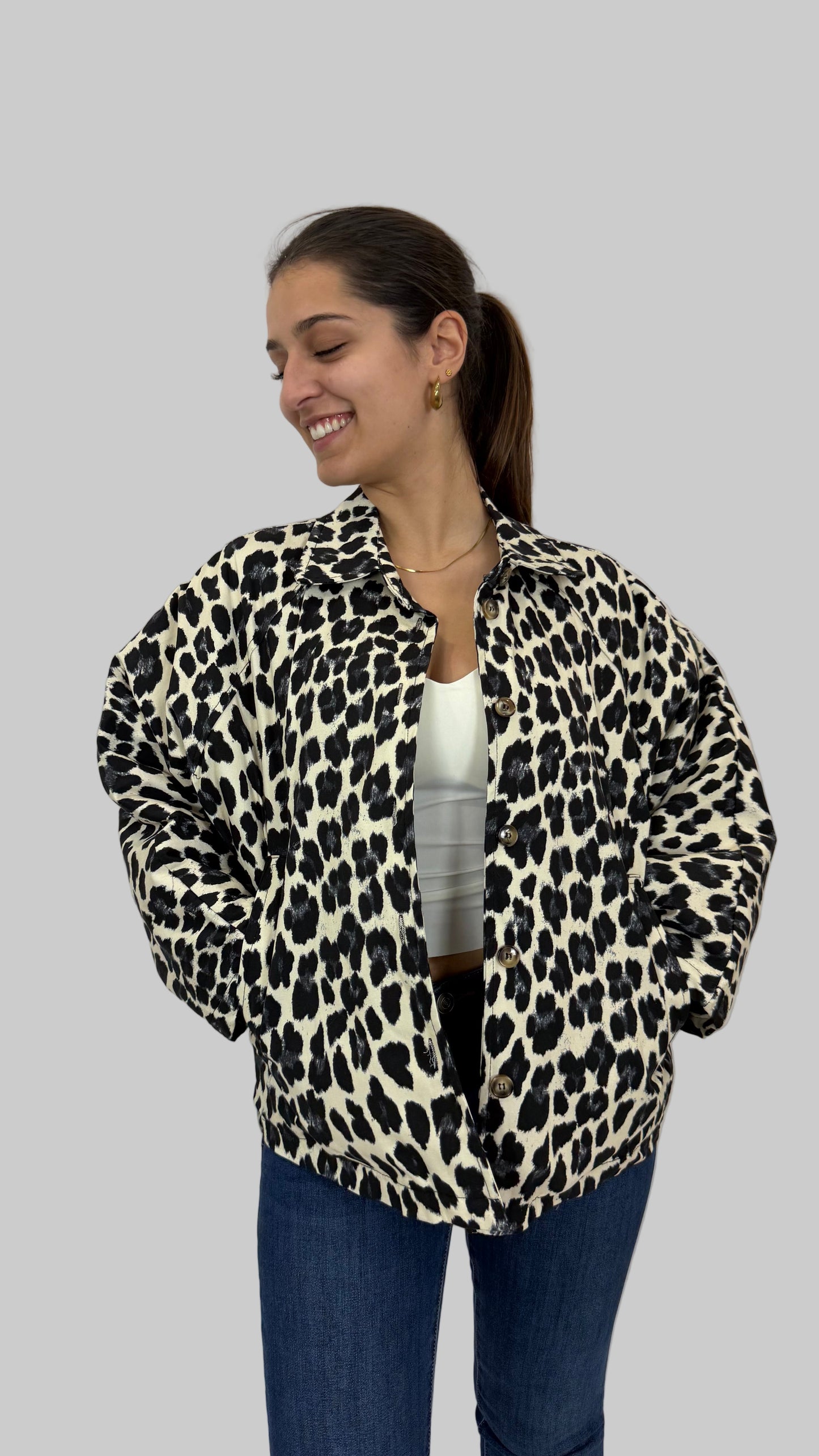 Blusão acolchoado leopardo