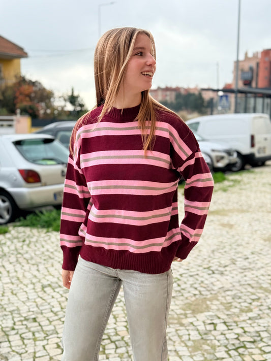 Canisola de malha às riscas