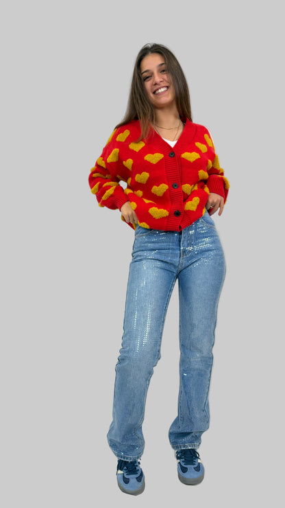 Casaco de malha estampado