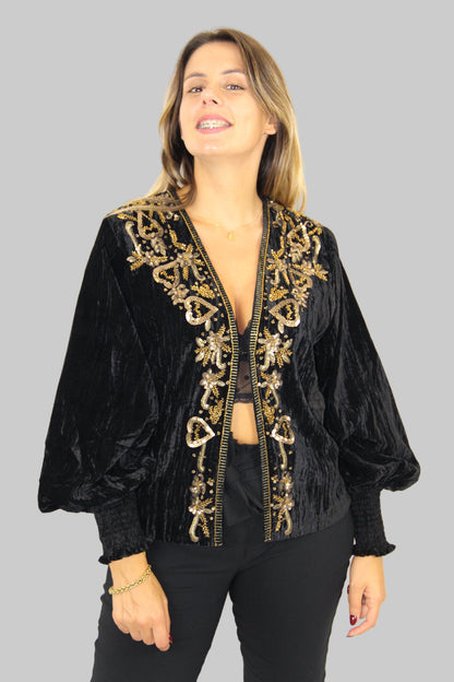 Casaco Veludo Lantejoulas