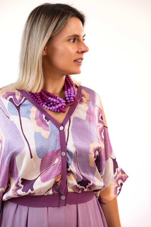 Casaco acetinado com padrão