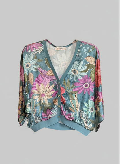 Casaco acetinado com padrão