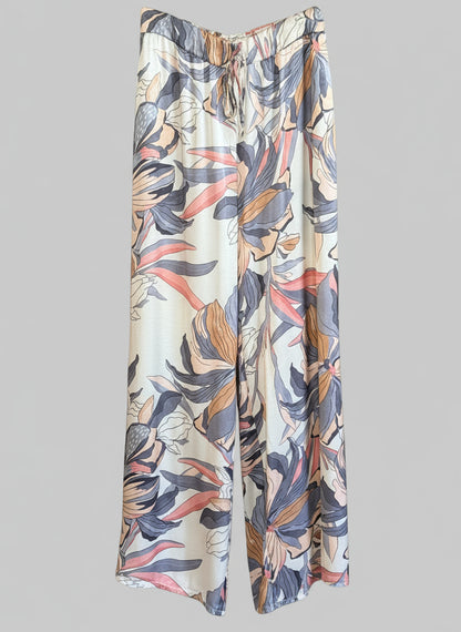 Calças acetinadas com padrão