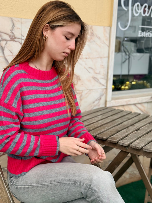 Camisola malha às riscas