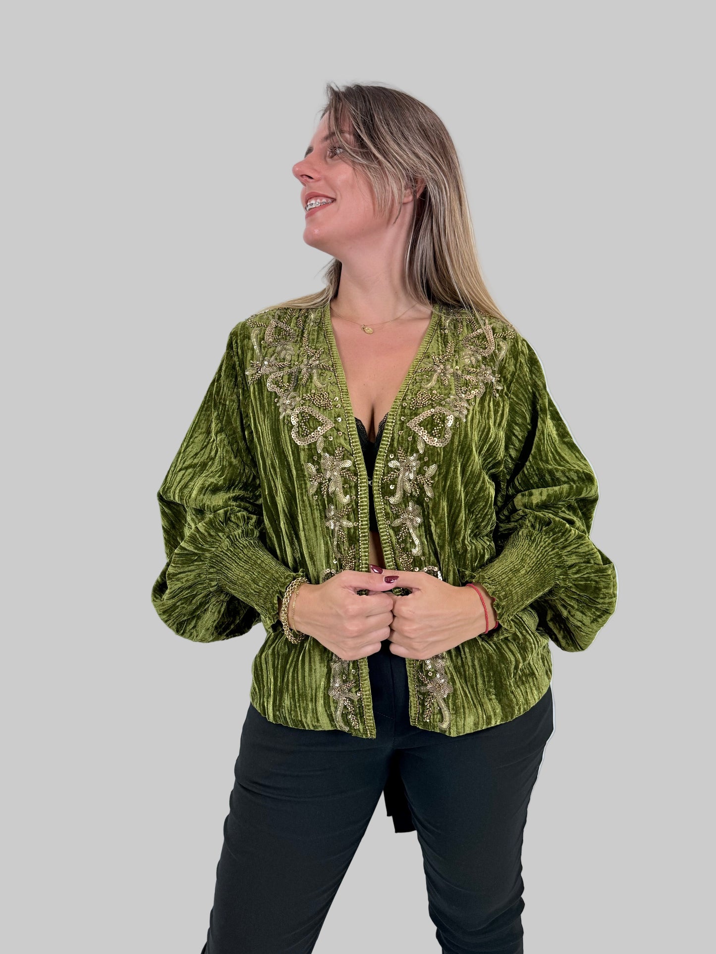 Casaco Veludo Lantejoulas